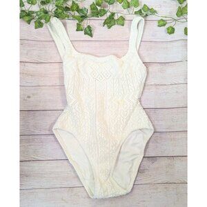 BALA BLUE Women's One Piece White Swimsuit Eyelet VTG Retro Size 8